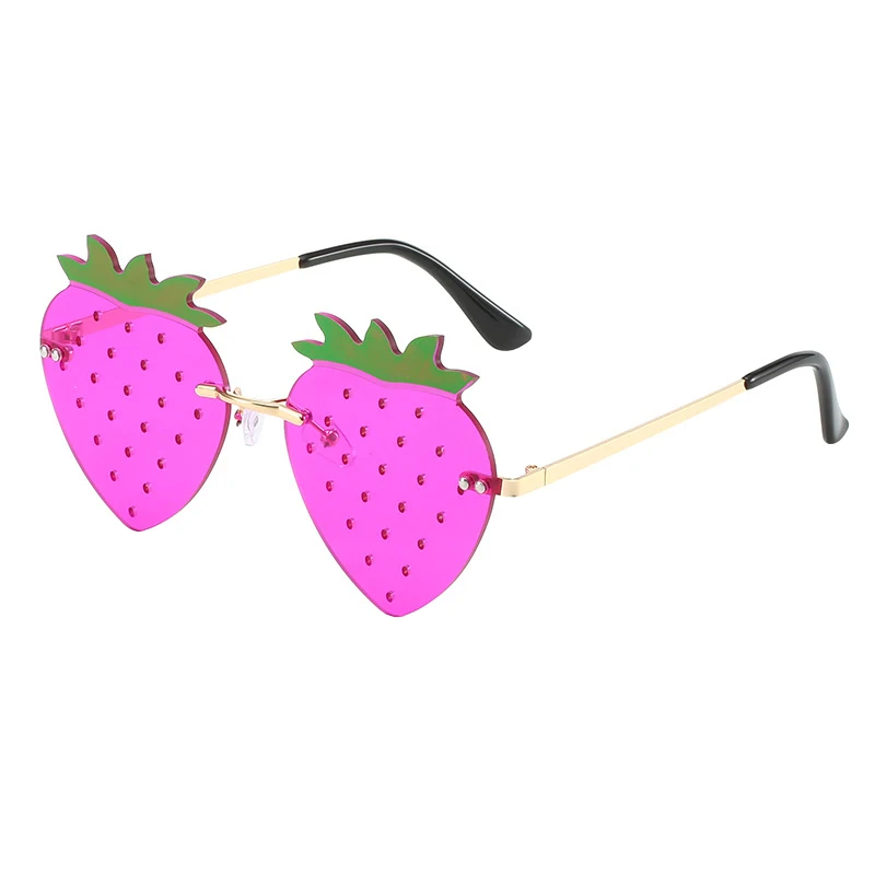 

strawberry fruit funny party glasses festival ball women eyeglasses metal fashion rimless lens sun sunglasses