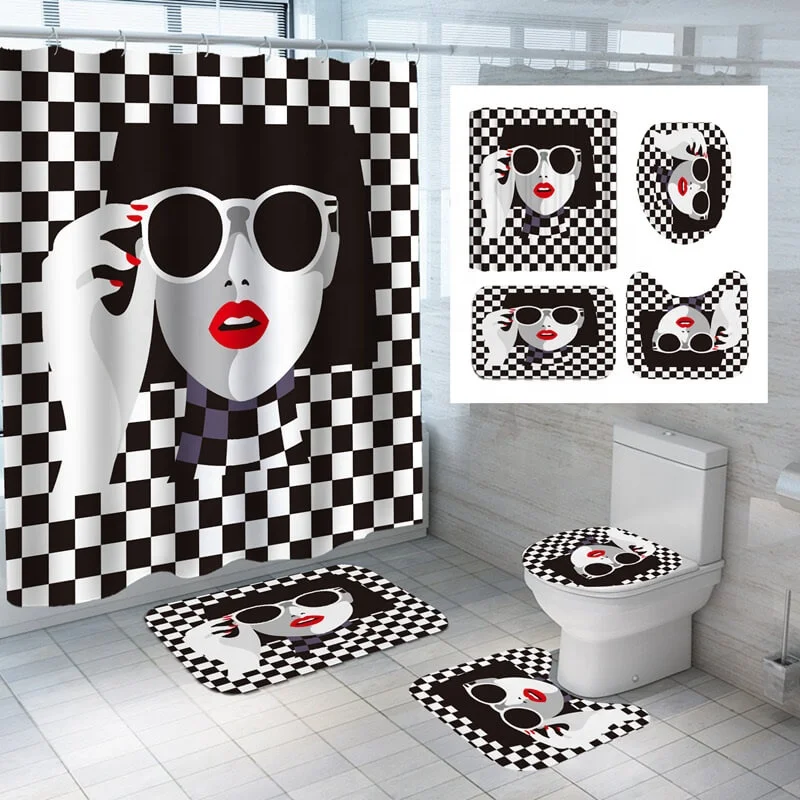 
i@home personalized polyester fashionable women bathroom sets with shower curtain and rugs 
