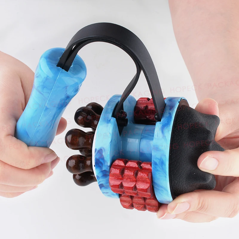 
Multi-functional body massager with plastic blue handle and comb&roller applicator 