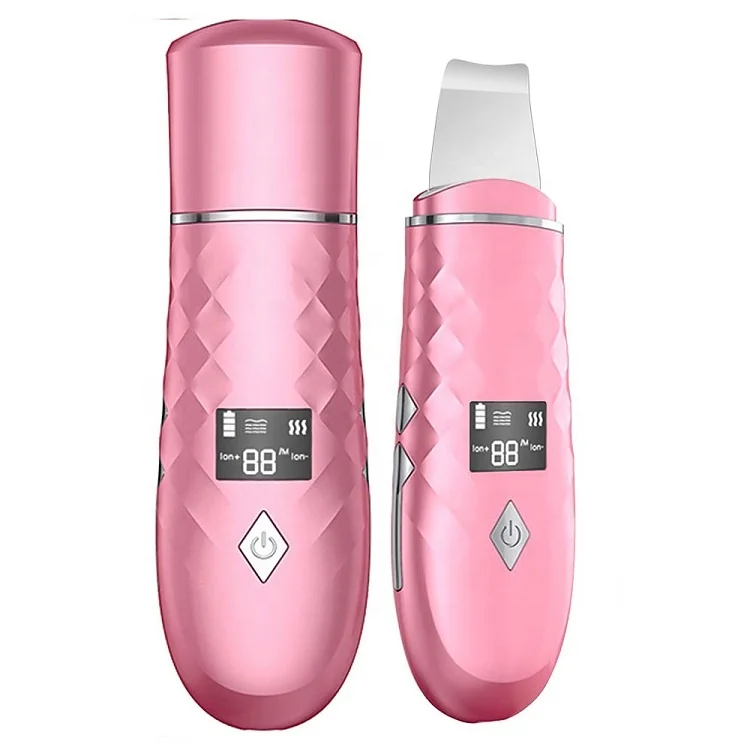 

New 2020 Beauty Facial Rejuvenation Heat Ultrasonic Deep Face Cleaning Machine Skin Scrubber, White,pink