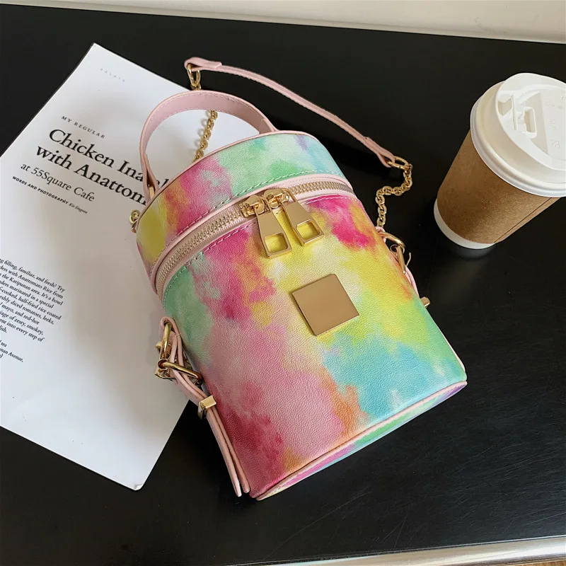 

2021 Hot tie-dyed Popular colorful shoulder bags women handbags ladies purses matching bucket hat and purse set