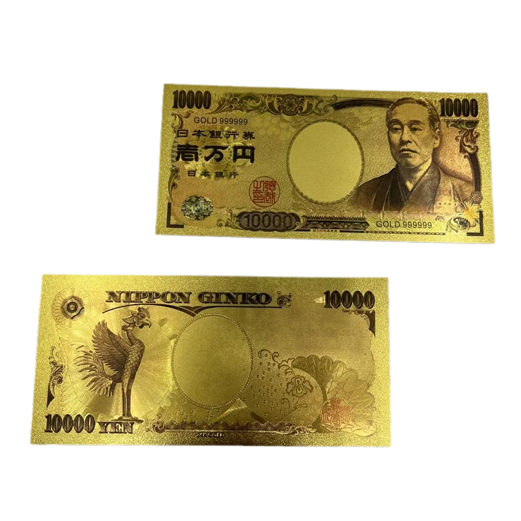 

Thickening Japan 10000 Yen Money Plastic Gold Plated Banknote in Stock