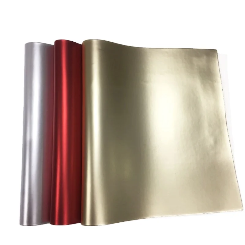 Matte Plain  Pu Holographic Metallic Leather Fabric  for Making Shoes and  Bags