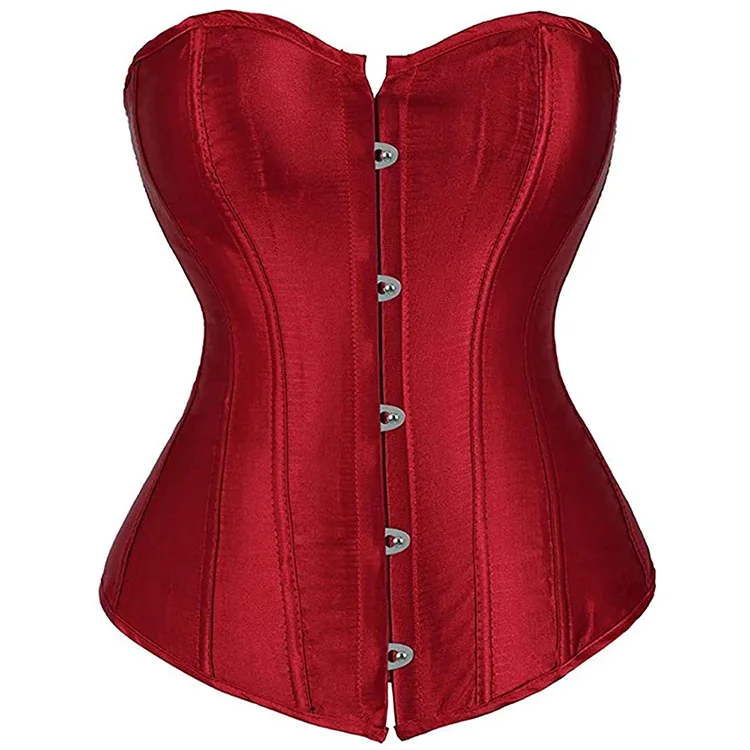 Women Corsets Bustiers Overbust Tops Satin Sexy Costume Corset Corselet Brocade Vintage Style Bridal  Plus Size