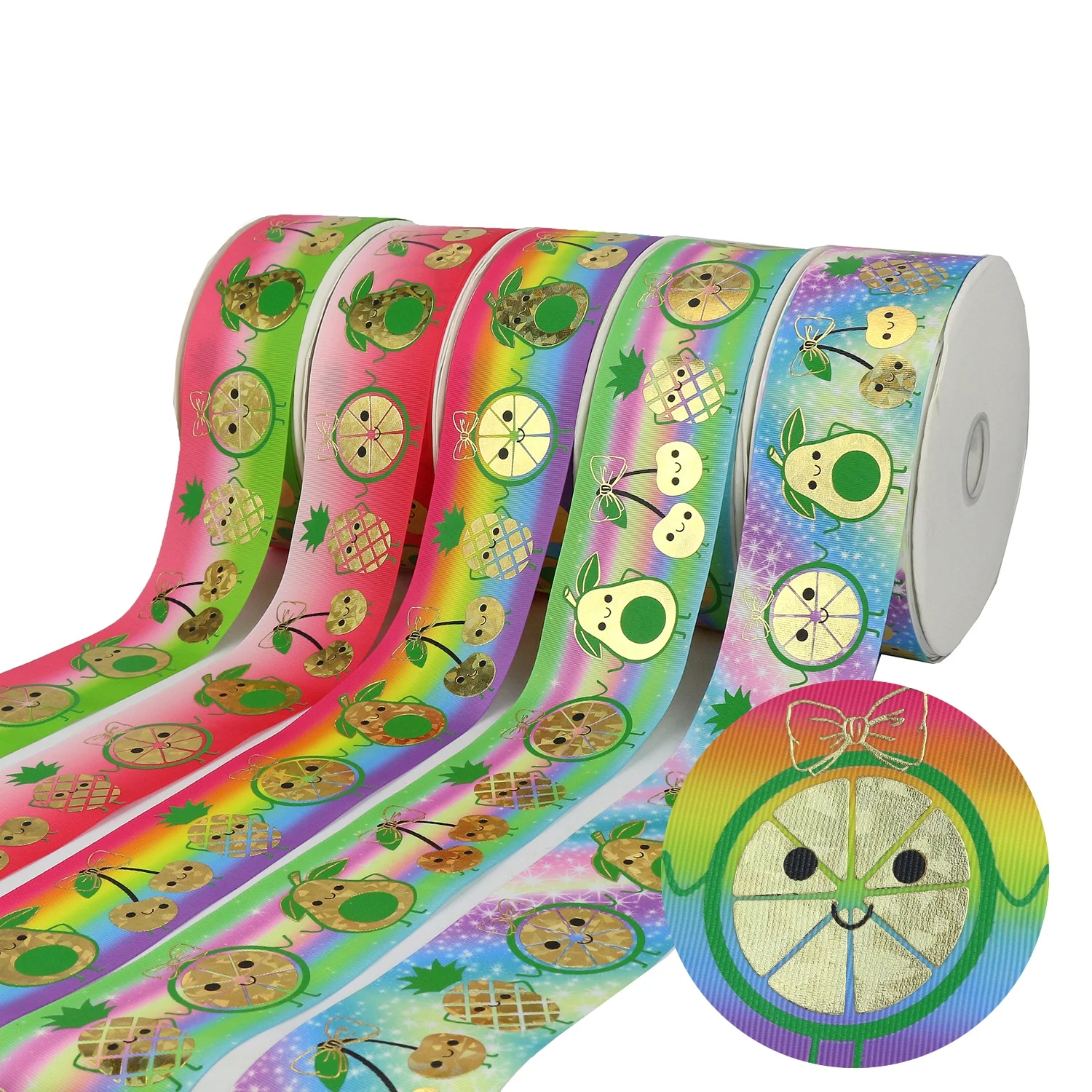 

Midi Listones De Personajes Ink Foil Avocado Print Custom Grosgrain 3" Ribbons, Request