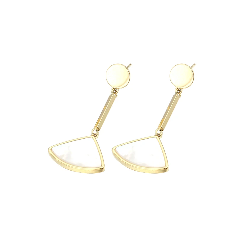 

2020 earrings women 925 Sterling Silver Triangle Shell stone Drop Stud Earring Jewelry 18K Gold
