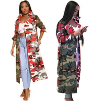 

E91645 wholesale 2020 new arrival women clothing camouflage coat Open neck outer cloak women outer clothing