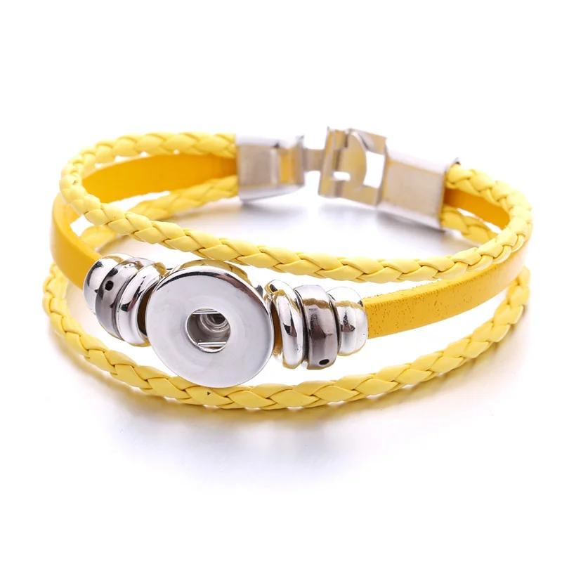 Leather Snap Button Bracelet Fit 18mm Snap Buttons Jewelry Handmade