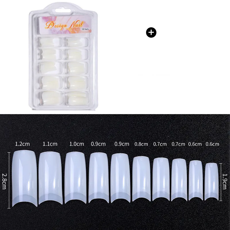 

100pcs/box False Nail Mold Clear Full Cover Nail Tips UV Gel Tool Dual Acrylic Nail Extension Forms Private Label, As the picture