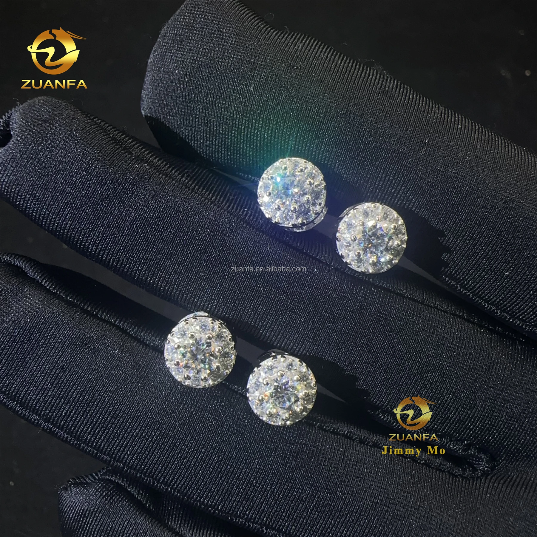 Fashion Earring Jewelry Men Iced Out Hip Hop Sterling Silver  925 Screw Back Setting  Moissanite Diamond Stud Earrings Men