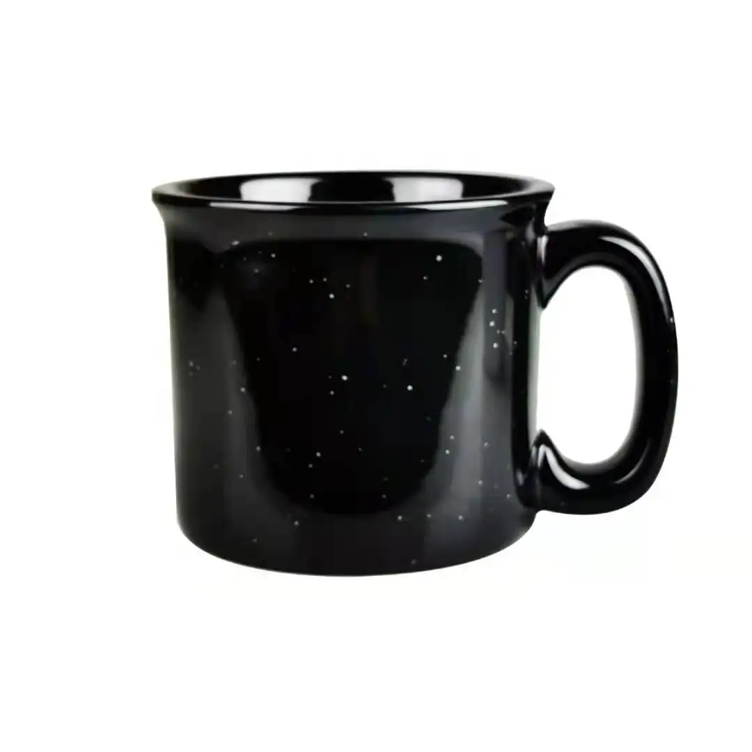 

Best selling export Nordic 14oz imitation enamel ceramic cup White black star glaze mug