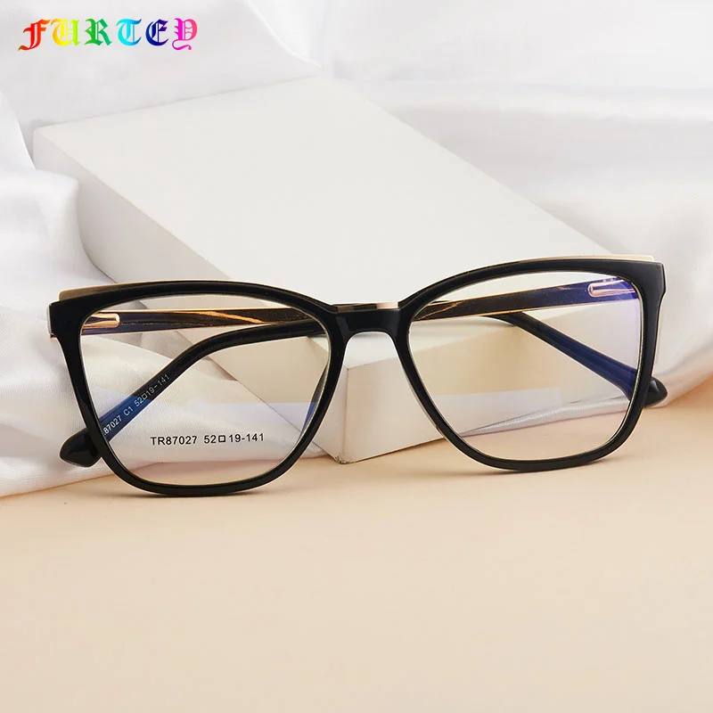 

7027 TR90 full frame flat light glasses cat's eye work myopic glasses frame blue light blocking glasses, 6 colors