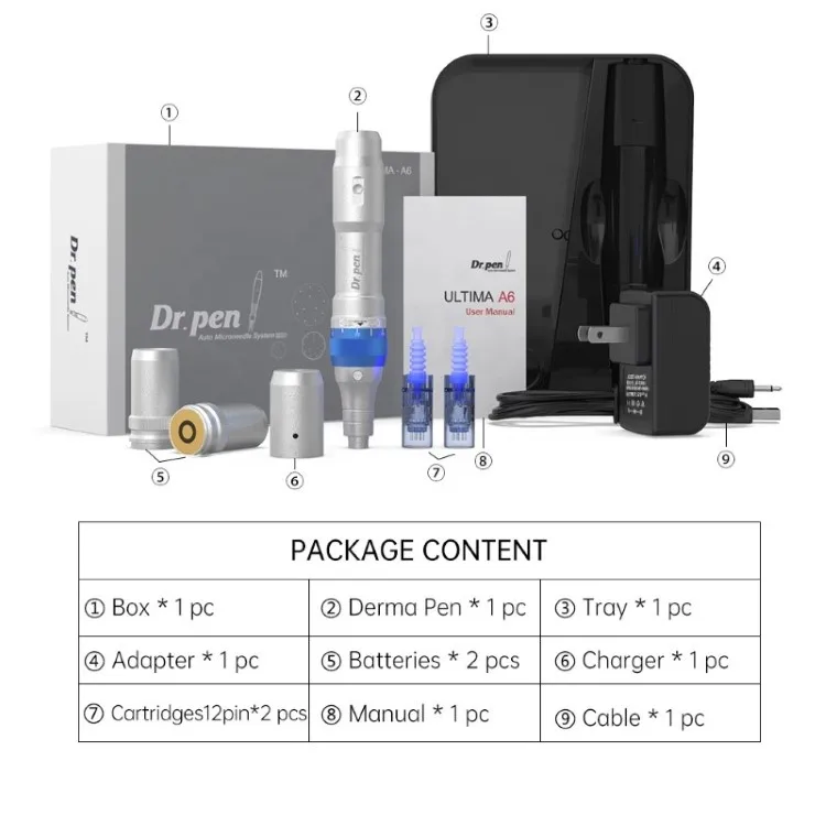 

Wireless Electric Ultima A6 Professional Micro Needle Dr Derma Pen, Silver