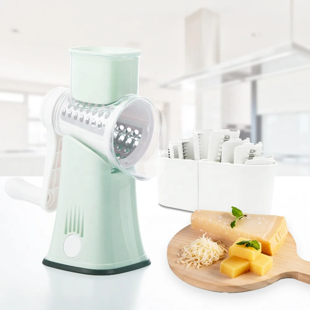 

Manual Food Processor 5 Blades Cheese Grater Rotary Grater with Handle Vegetable Grater Slicer for Kitchen, Green