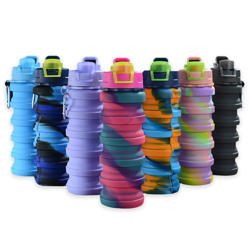 

Folded Outdoor sports portable cup sports large capacity portable silicone folding water bottle