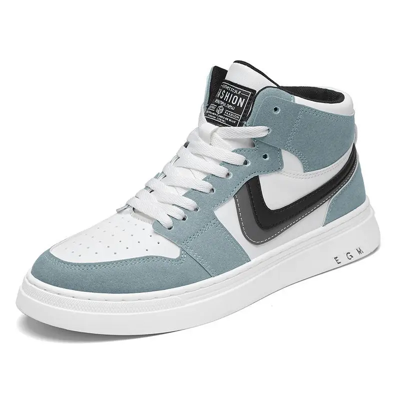 

Help high sneakers men color matching to keep warm and cashmere casual shoes men, Black