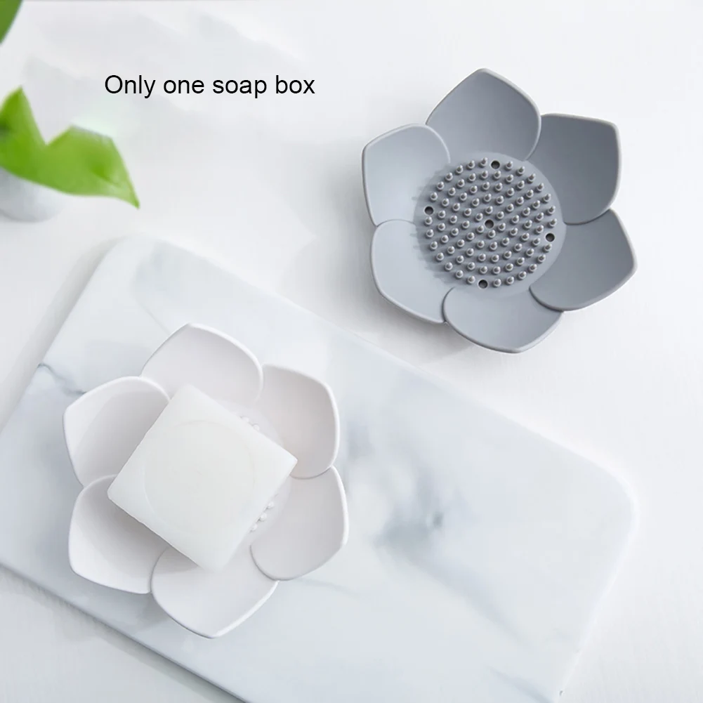 

Holder Storage Shower Bathroom Supplies Soap Box Container Flower Shape Accessories Silicone Dish Hollowed Drain Anti Slip