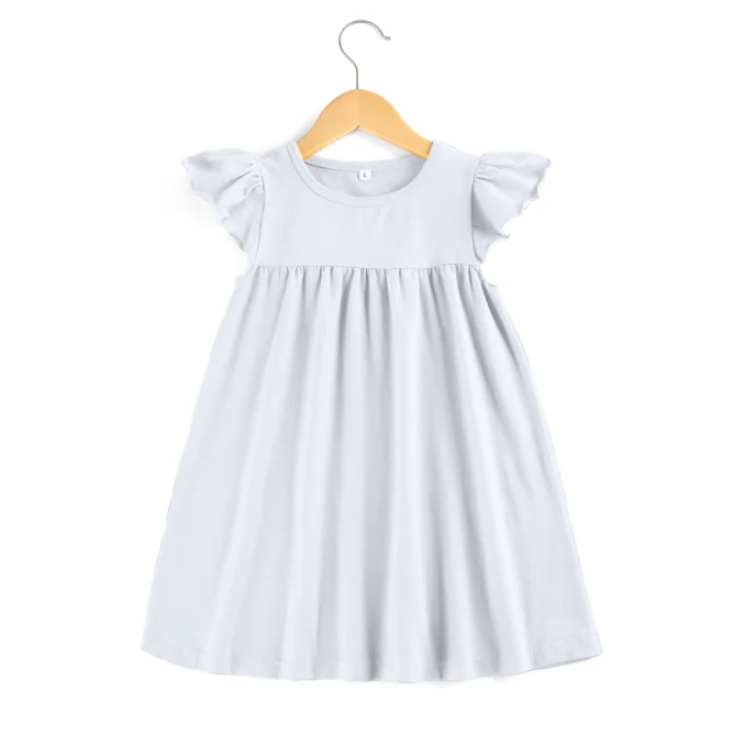 Kids Dresses For Girls Cotton Baby Toddler Ruffle Solid Color Dress ...