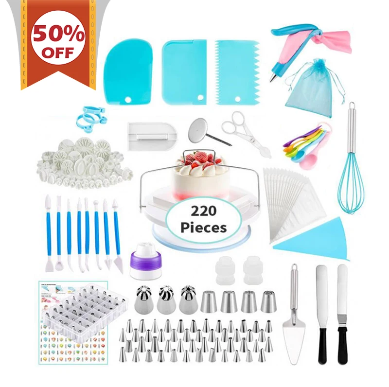 

Sales Promotion 220Pcs Baking Pastry Cake Tools Decorating Accessories Cake Decorating Cake tools, Customized color