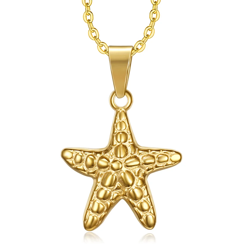 

Fashion Necklace Statement Sea Animal Jewelry Pendant Bulk Personalized 18K Gold Starfish Charm Jewelry Christmas Gift for Kids