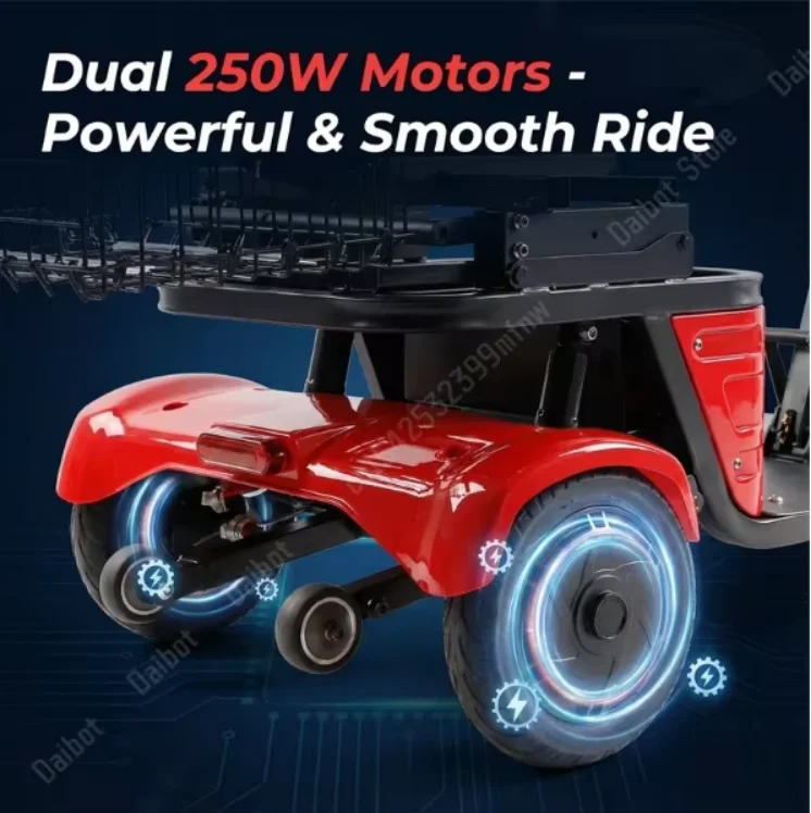 250W*2 36V Lightweight Foldable Mobility Scooter Electric Tricycle for Elderly Removable Battery Dual Motor 35-40km Range