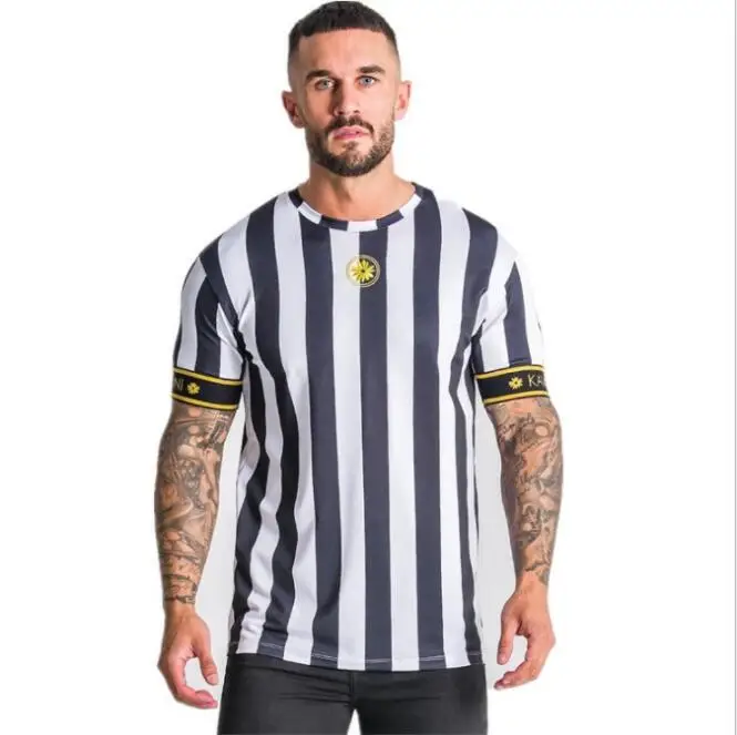 

2020 spring and summer new quick-drying casual sports T-shirt men's round neck breathable striped T-shirt