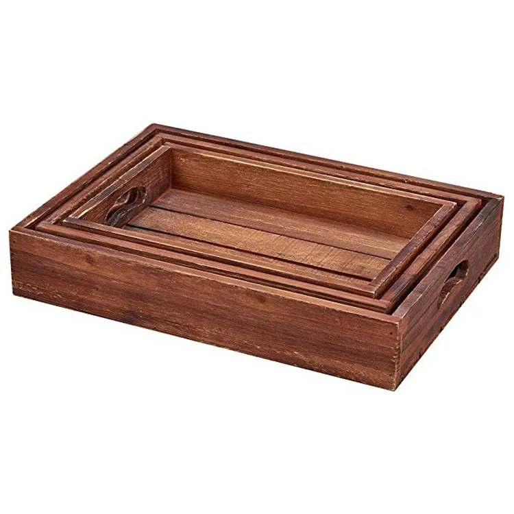 wooden serving trays stackable