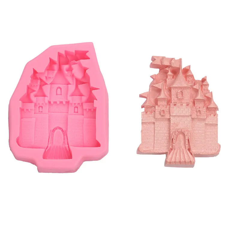 

Y2999 Handmade food grade castle shaped silicone molds for cake decoration, Pink