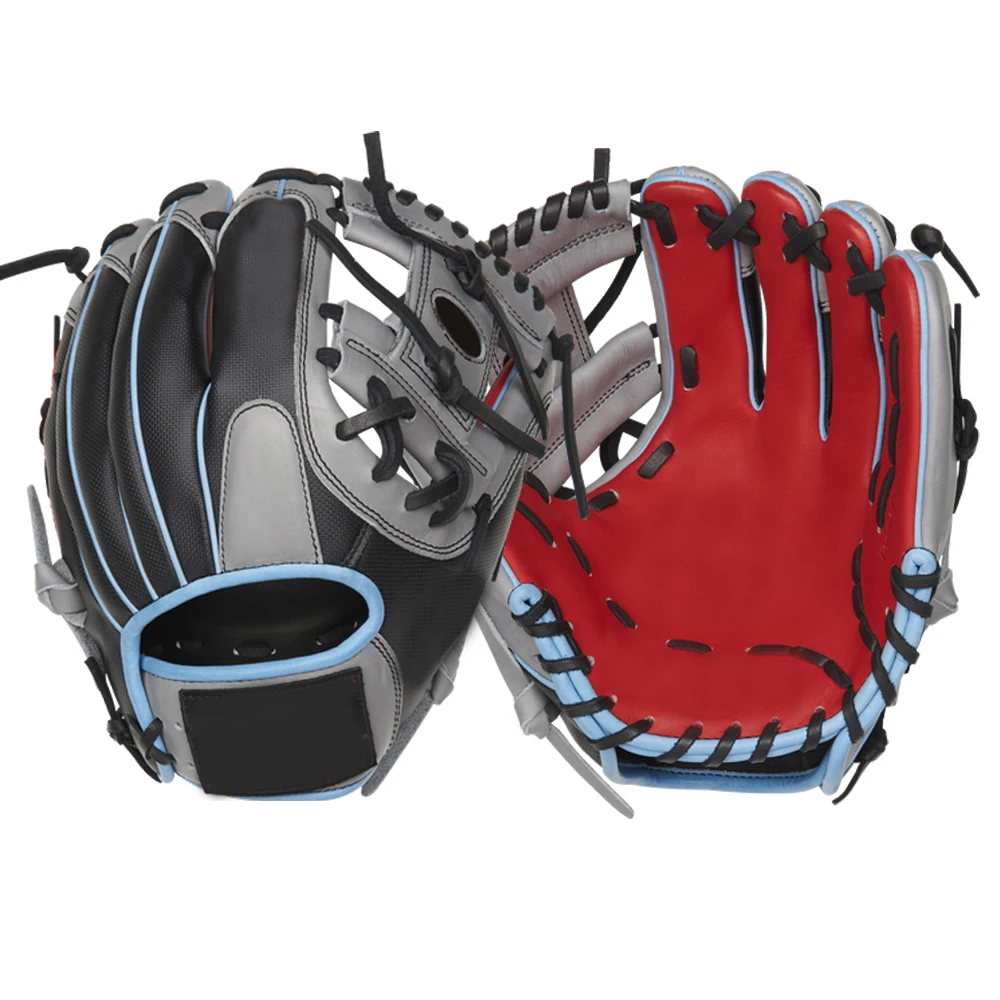 

11.5 inches steerhide leather black baseball gloves with custom logos