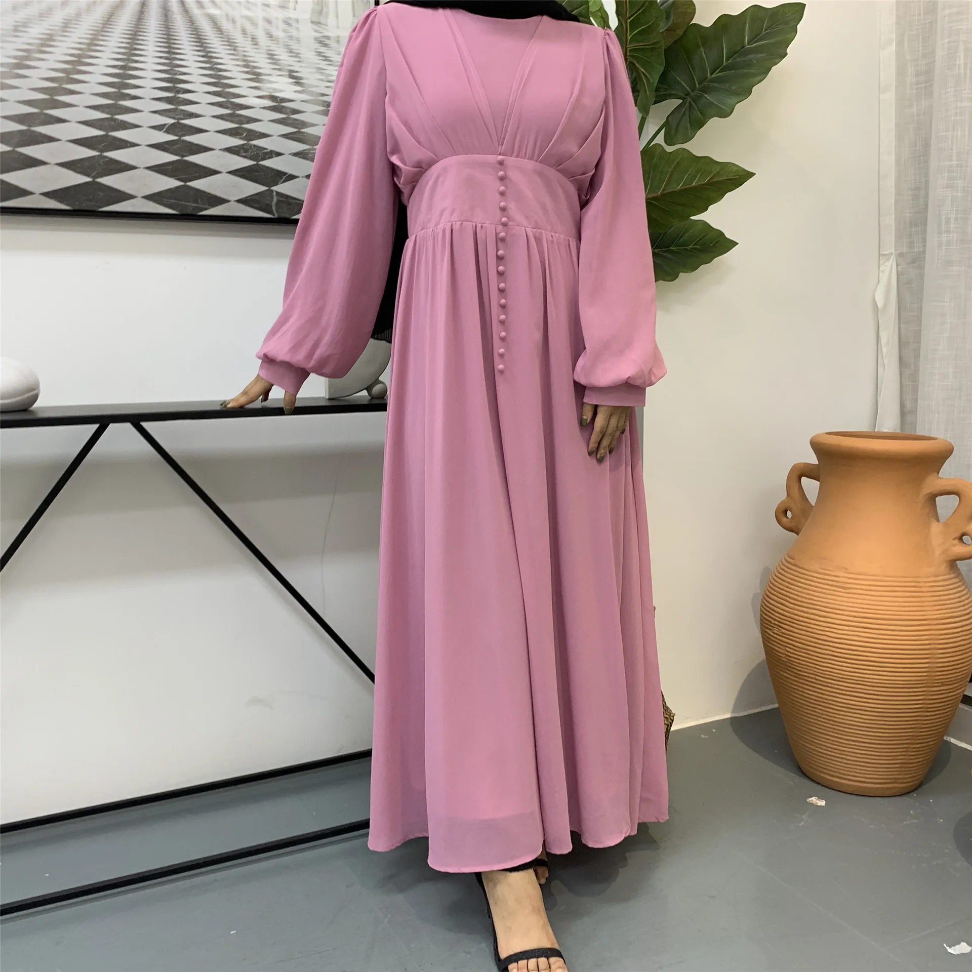 

Simple Moroccan style Muslim abaya Arabic Dubai abaya kaftan style prom dress, 3 colors