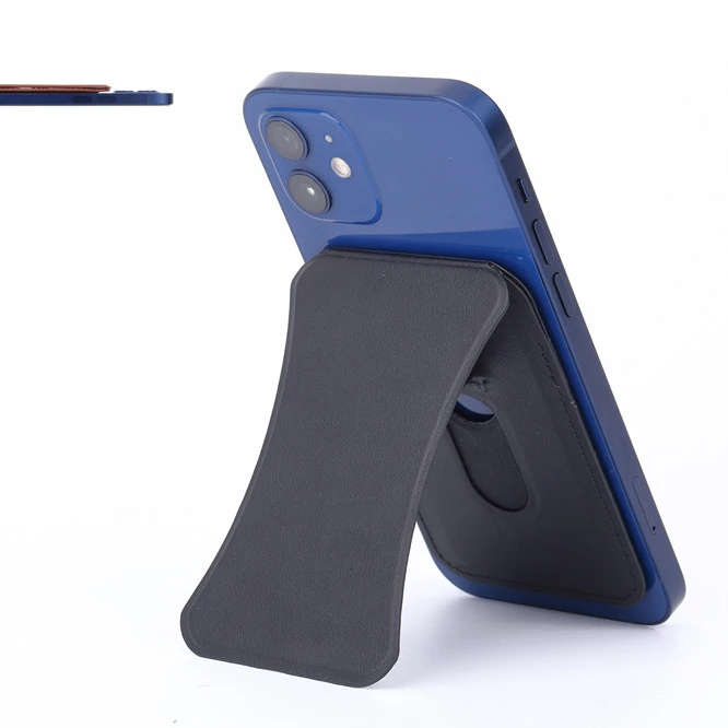 

custom id card holder phone for apple iphone leather flip card stand with wallet magsaf mobile phone holder stand, Black/brown