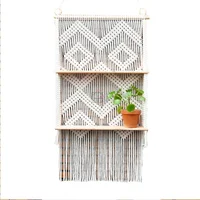 

macrame double wooden shelf wall hanging decor macrame plant hangers with shelf