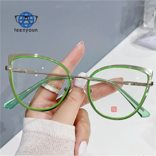 

Teenyoun Wholesale Stock No Moq Frame Popular Computer Metal Optical Glasses Cateye Women Designer Eyeglasses