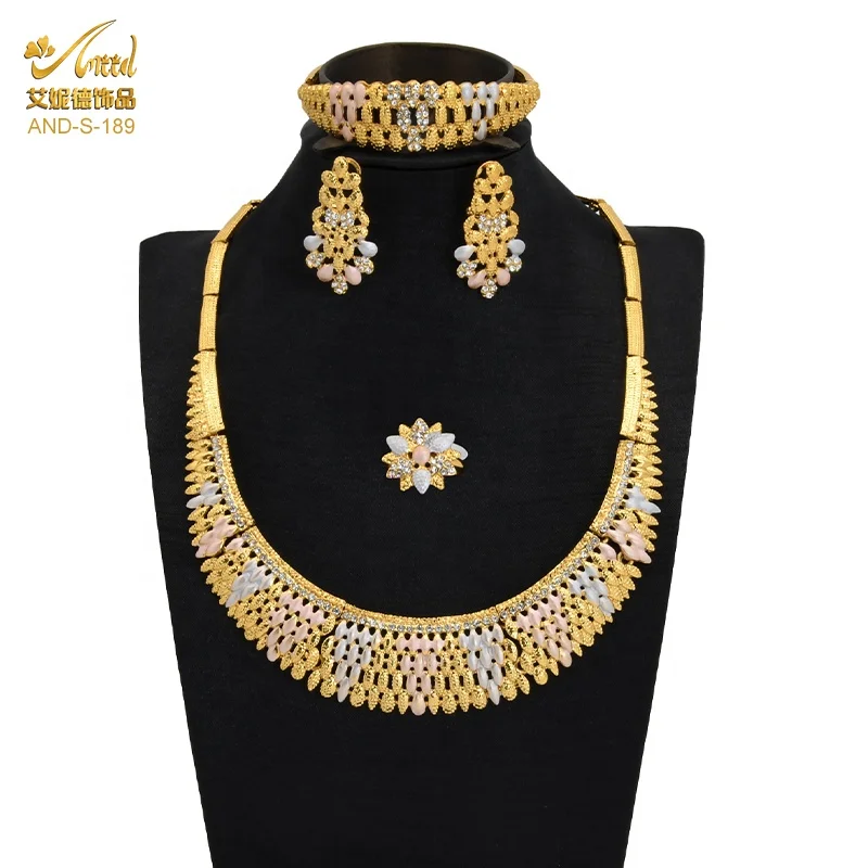 

Multi Three-Color Bijoux Chakra Brazillian Gold Plated Braziliangold Branded 10K Jewelleries Bijoux En Or Bollywood Jewelry Sets