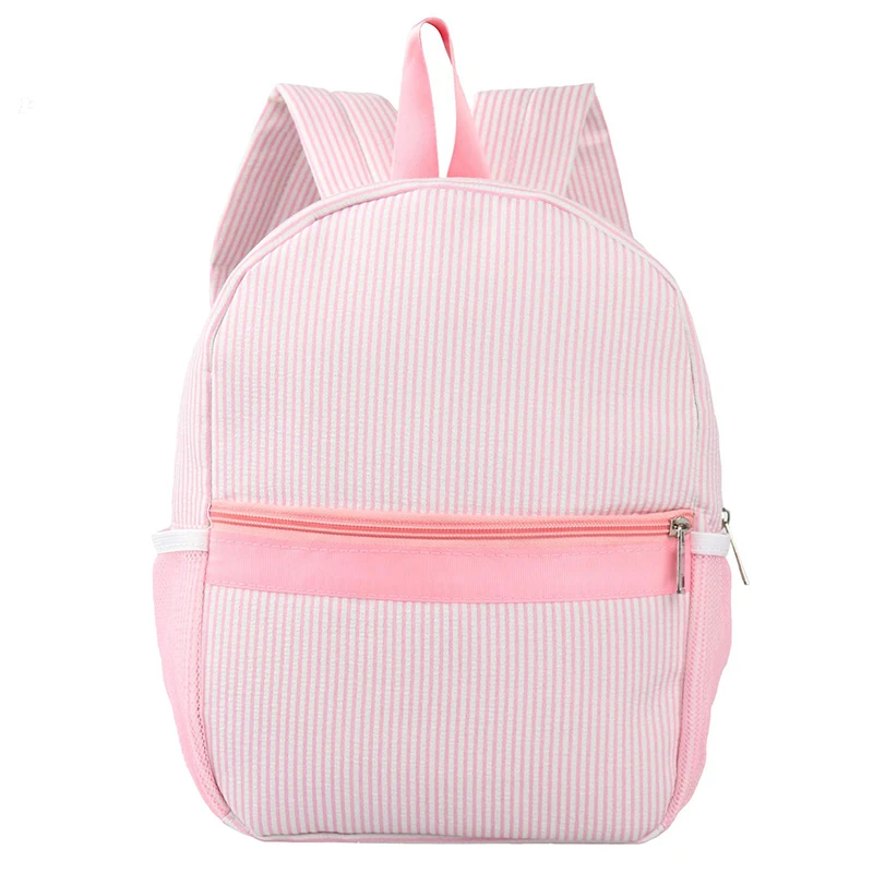 

Kids Backpack Wholesale Personalized Children Stripe Seersucker Backpack, As pic show