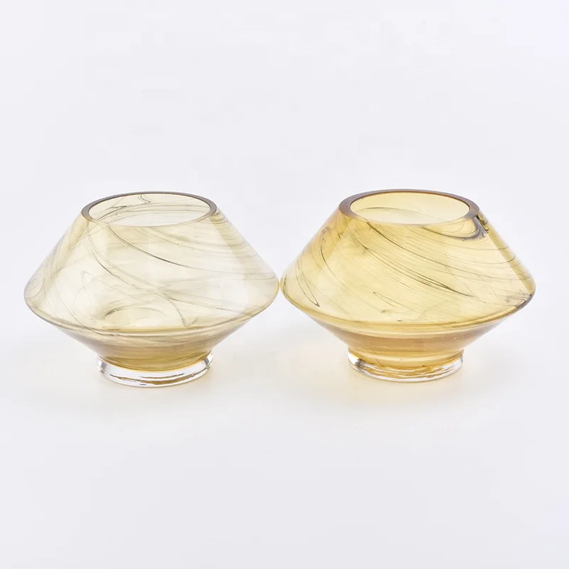 Transparent yellow church Glass Candle container tealight pillar candle Holder party Decor Wholesales