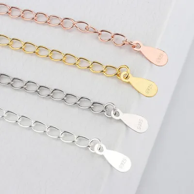 

S925 sterling silver extension chain adjustable manual DIY jewelry accessories love drip tail chain, Silver, gold, rose gold, white gold