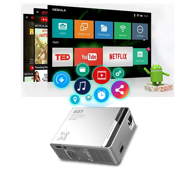 

Hot selling android tv projector 2gb+32gb dual band with bt 5.0 gaming tv projector, White