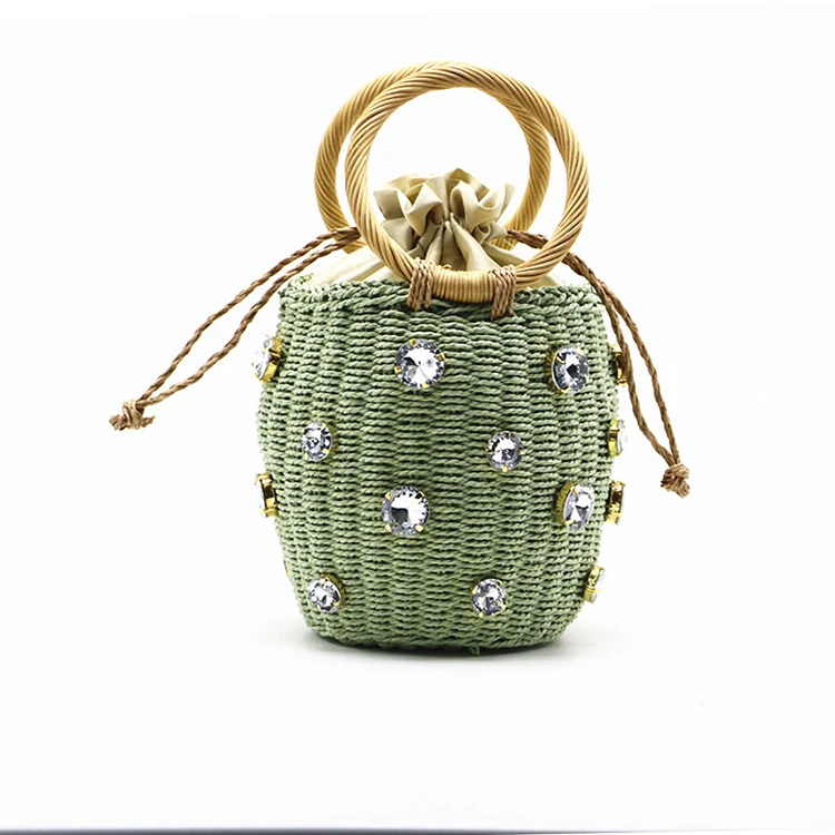 

2022 New arrival pearls decorative handmade woven basket straw bags