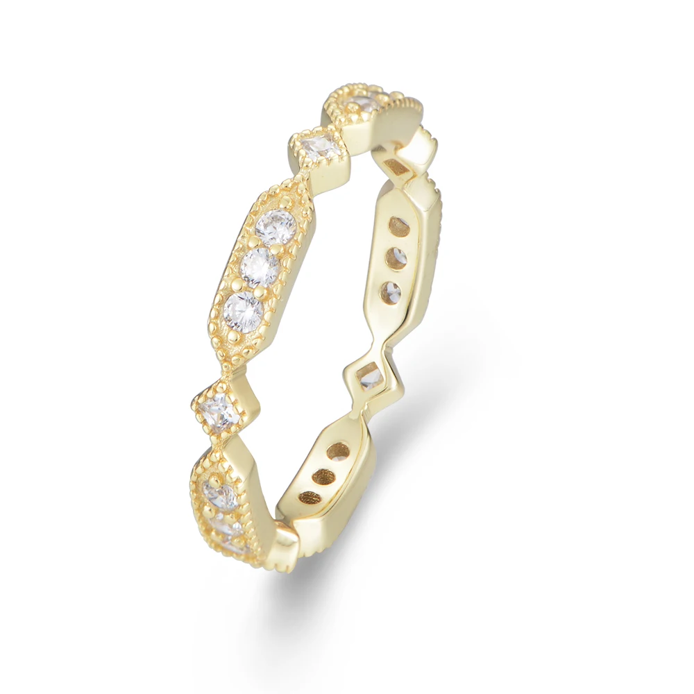 925 Sterling Silver Gold Plated Custom Diamond Designer Women Geometric Cubic  Ring