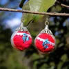 Chinese retro miao silver handmade old embroidered earrings large water drop-shaped silver hook eardrop earbob jewelry pendant