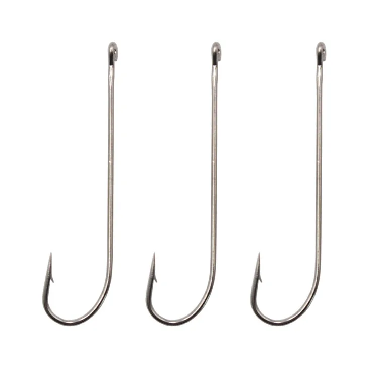 

HS9353 Long Shank Fish hooks High Carbon Steel CARLISLE Barbed Fishing Hooks, Silver