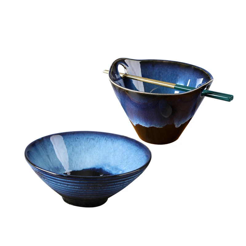 

blue Flambed Glazed china factory severing deep plates high quality ceramic glazed porcelain bowl japan