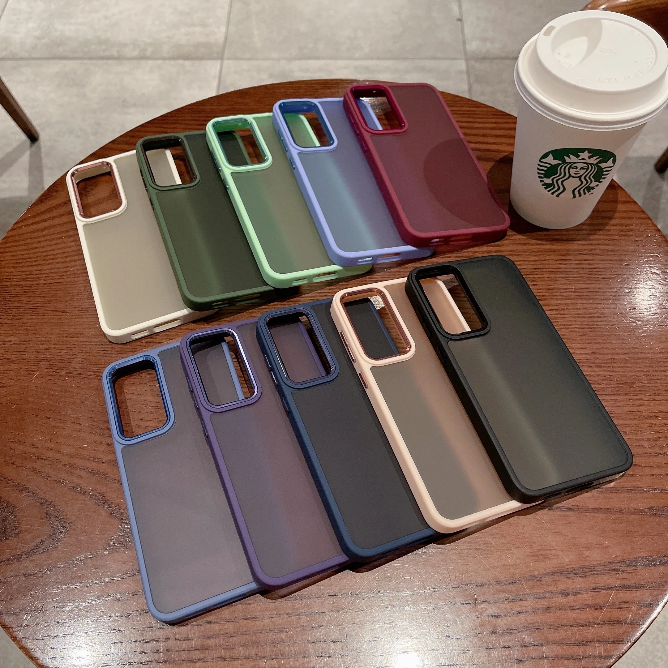 

New Metal Lens Frame Matting Pc Phone Case Transparent Back Cover Skin Tpu Frame For Samsung Galaxy S23 Plus Ultra