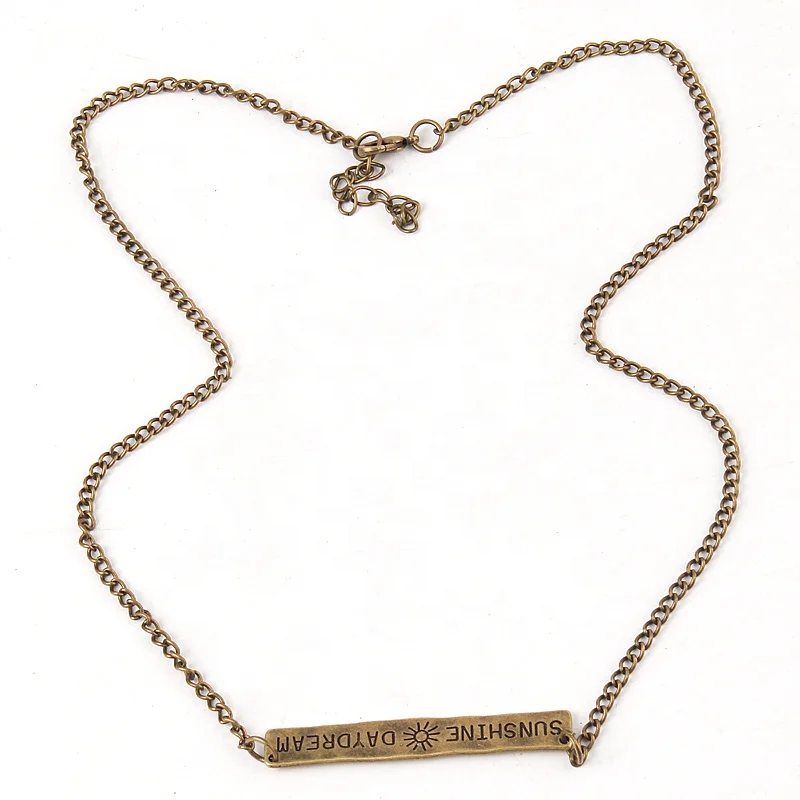 

Fashion Women Bohemian Jewelry Circle Links Chain Boho Necklace Letter Pendant Choker Necklace