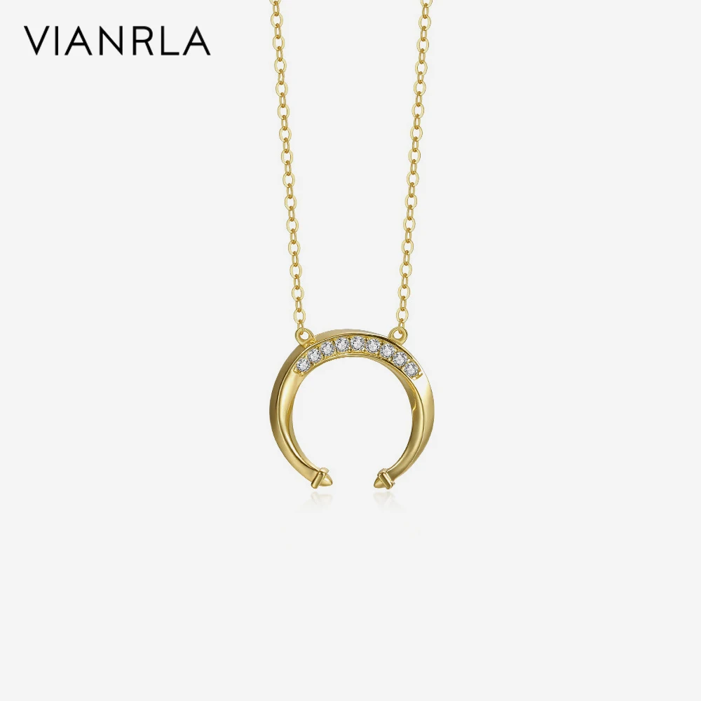 

VIANRLA Necklace 925 Sterling Silver Zircon Moon Pendant Silver Chain 18k Gold Necklace Dainty Jewelry