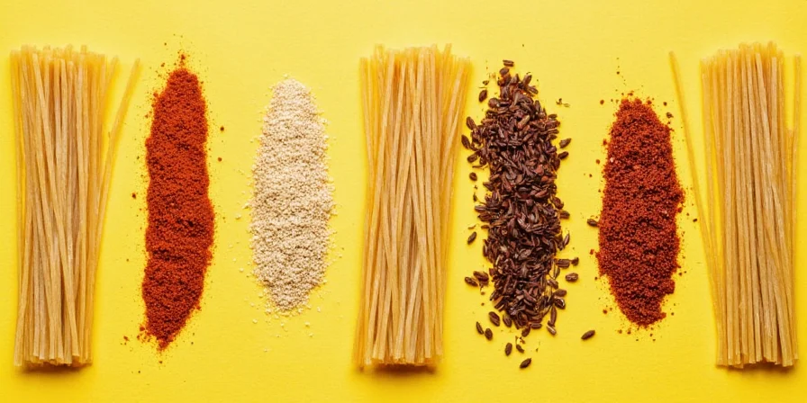 Sumac and garlic spice pairing for zesty, tangy spaghetti