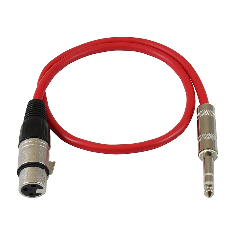

1ft Patch Cable Cords - XLR Female to 1/4" TRS Cables - 1' Balanced Snake Cord
