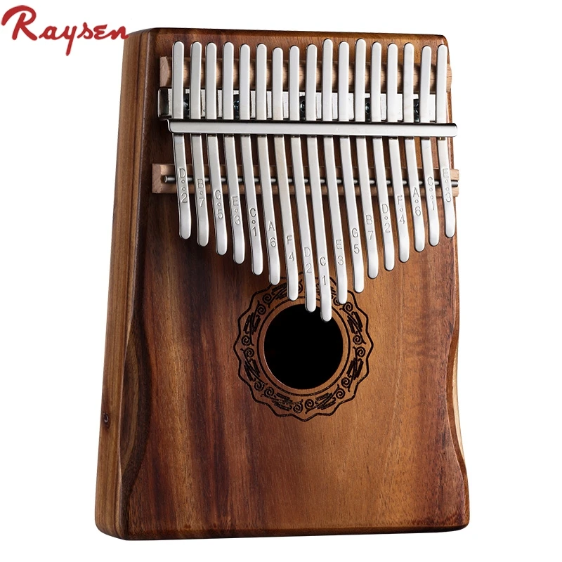 

Hotsale 17 key kalimba kit set with armrest solid wood finger piano mahogany koa walnut, Natural