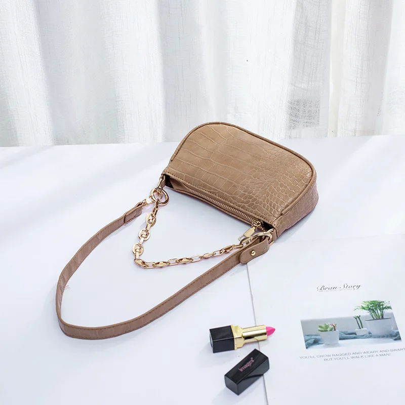

Osgoodway2 Lady small underarm bag crocodile pattern hand bag shoulder bag PU leather handbags for women, 5 colors